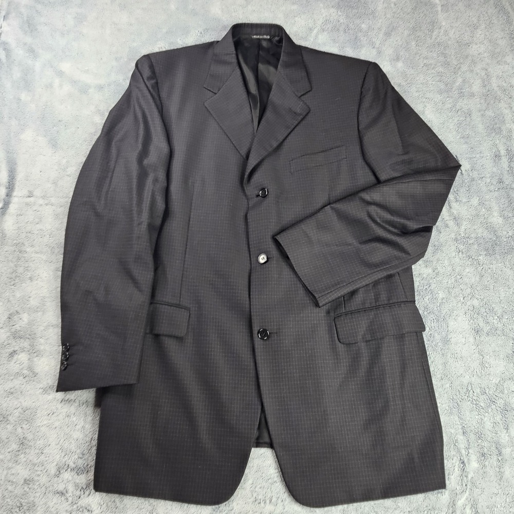 Canali Blazer Mens 44L 100% Wool Sport Coat Jacket Made In Italy Waffle Pattern